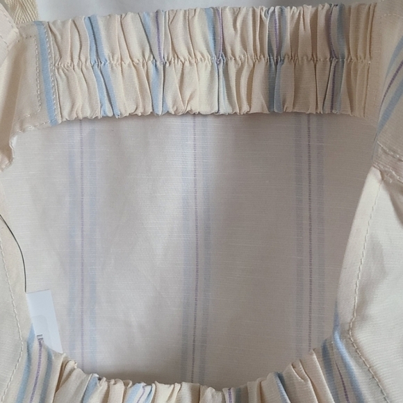 Lee Mathews Madox Cutout Striped Shantung Top, Size 6, Off-White | Blue, NWT - Picture 9 of 13